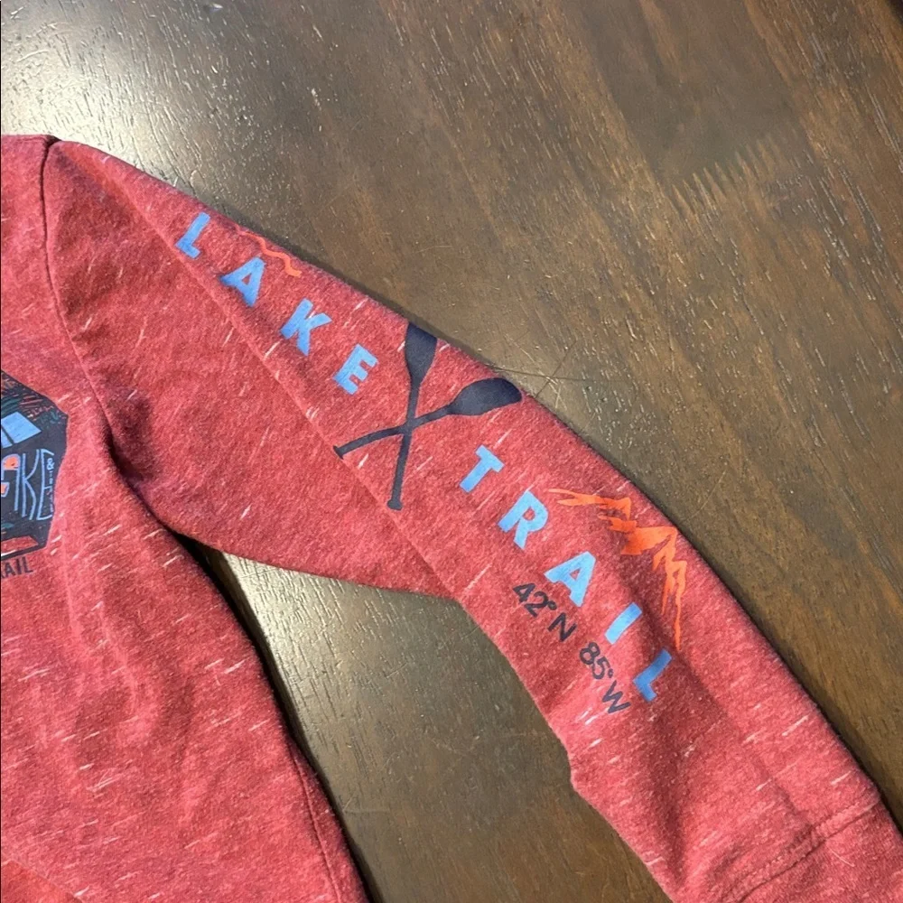 Kids Red Long Sleeve Graphic Tee Mountain Hiking